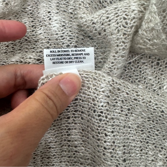 Eileen Fisher Organic Linen Melange Long Open Front Cardigan Lightweight Beige L - Picture 6 of 9